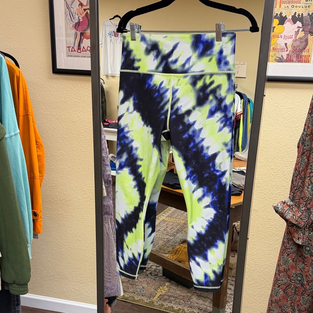 Women’s Tie-Dye Leggings - Neon Yellow & Navy